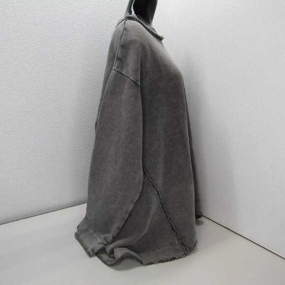 NEW AMICII BY BACI Womens Sweatshirt Dark Gray Size XS Knit Collar Flared - Picture 4 of 7